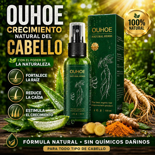 🔥 OUHOE Spray para el Crecimiento Capilar | Cabello Más Fuerte, Abundante y Saludable | 100 ml